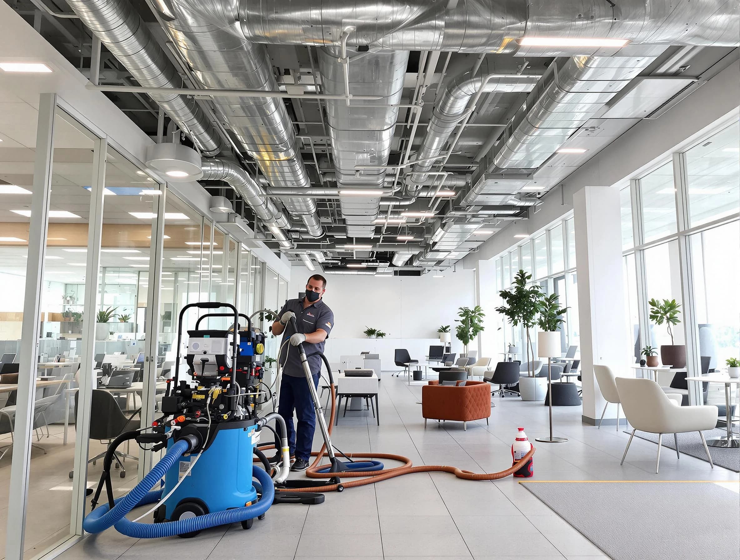 Clay Air Duct Cleaning team conducting comprehensive commercial duct cleaning at a business location in Clay