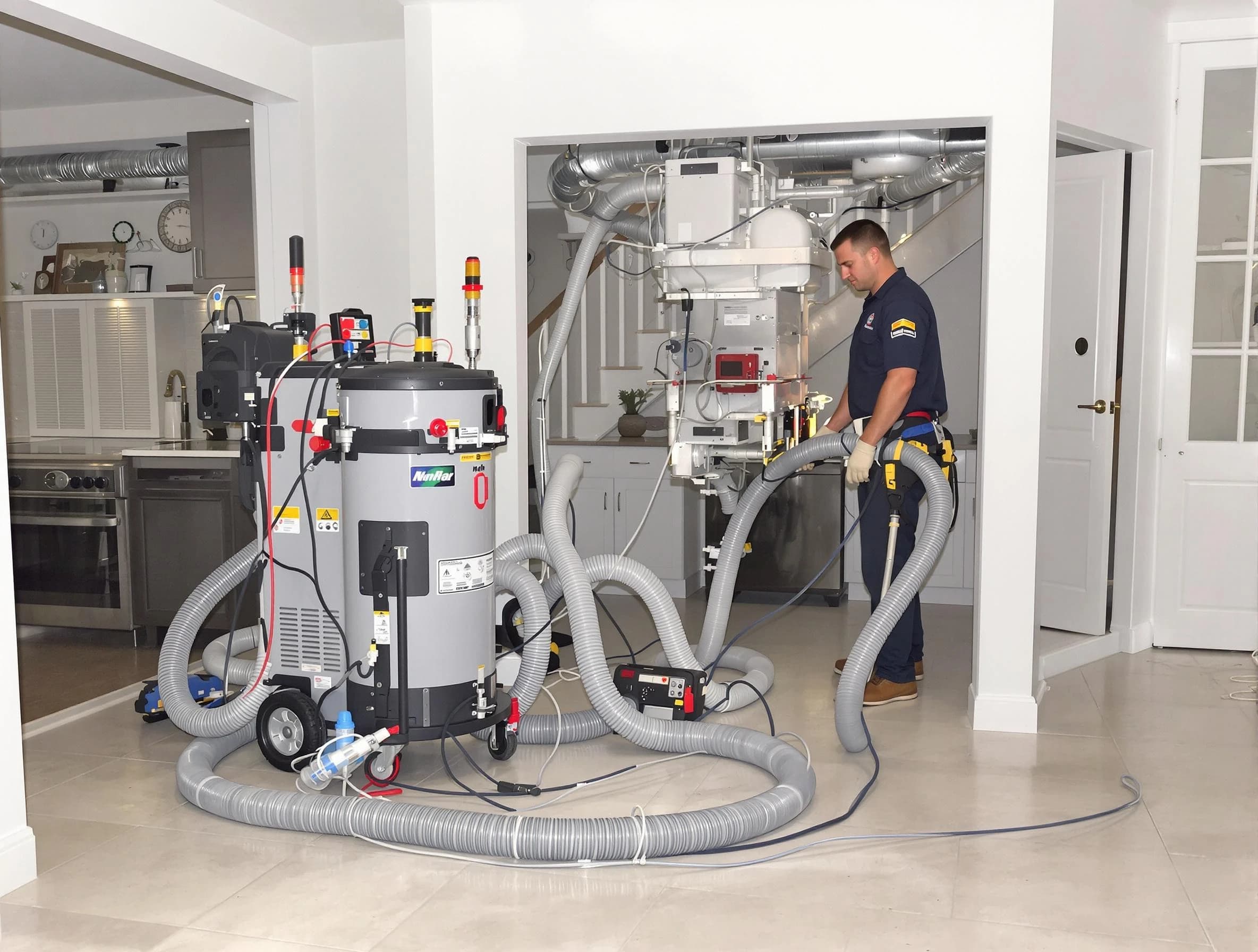 Clay Air Duct Cleaning technician operating negative pressure cleaning equipment for thorough duct maintenance in Clay